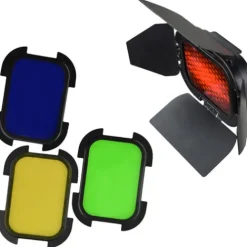 Godox Barndoors, Snoots & Grids>Barndoor Kit with 4 Colour Gels for AD200 Speedlight Head