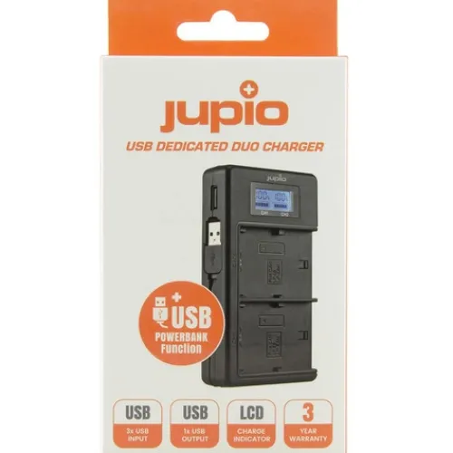 Jupio Battery Chargers & Plates>Duo USB Charger with LCD for Sony NP-F550/F750/F970 Batteries