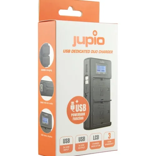 Jupio Battery Chargers & Plates>Duo USB Charger with LCD for Sony NP-F550/F750/F970 Batteries