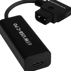 Kondor Blue Cables & Connectors>15cm D-Tap to Female USB C PD 2 Way Battery Charging Power Cable - Raven Black