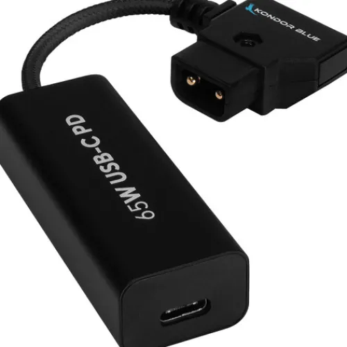 Kondor Blue Cables & Connectors>15cm D-Tap to Female USB C PD 2 Way Battery Charging Power Cable - Raven Black