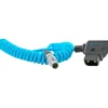 Kondor Blue Cables & Connectors>Coiled D-Tap to LEMO 2 Pin 0B Male Power Cable for Zcam / Teradek - Blue