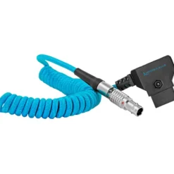 Kondor Blue Cables & Connectors>Coiled D-Tap to LEMO 2 Pin 0B Male Power Cable for Zcam / Teradek - Blue