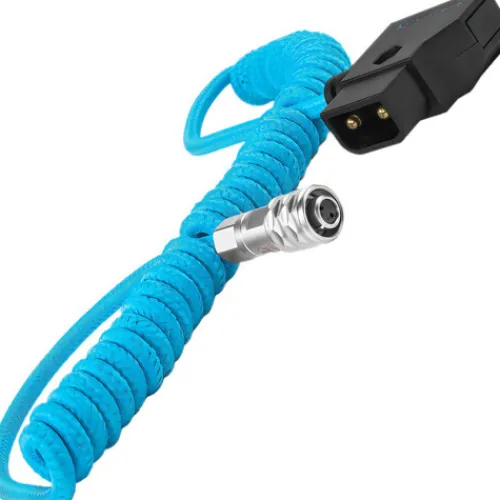 Kondor Blue Cables & Connectors>Coiled D-Tap to BMPCC 6K/4K Power Cable for Blackmagic - Blue