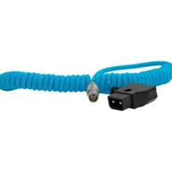 Kondor Blue Cables & Connectors>Coiled D-Tap to Female Lemo 2 Pin For Red Komodo - Blue