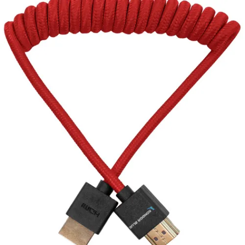 Kondor Blue Video Monitors & Accessories>Coiled Full HDMI Cable - 30-60cm - Cardinal Red