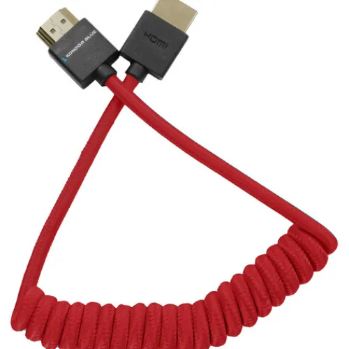 Kondor Blue Video Monitors & Accessories>Coiled Full HDMI Cable - 30-60cm - Cardinal Red