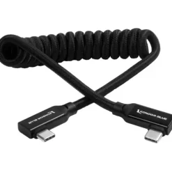 Kondor Blue Cables & Connectors>Coiled USB C Right Angle Braided Cable - 30-60cm - Black
