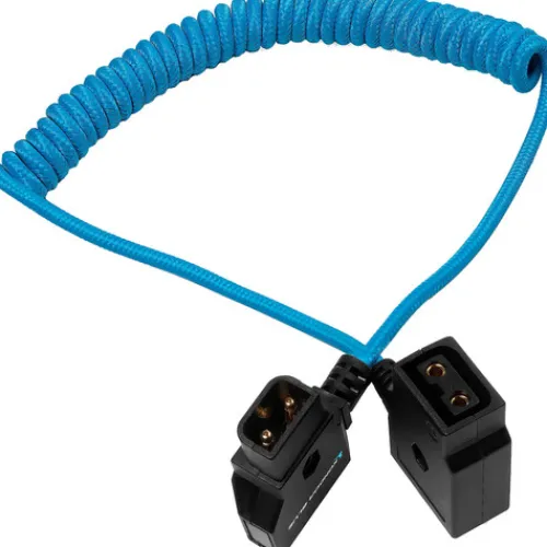 Kondor Blue Cables & Connectors>D-Tap Extension Male to Female Coiled Cable - 40.6-91.4cm - Blue