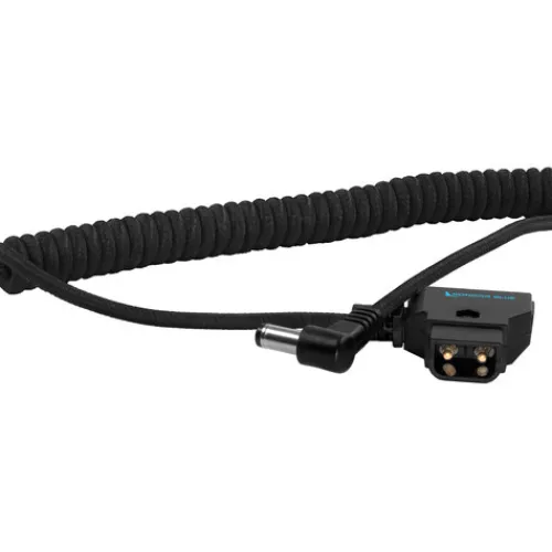 Kondor Blue Cables & Connectors>D-Tap to DC Right Angle Coiled Cable for Canon C70/Atomos - Raven Black