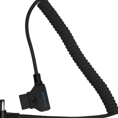 Kondor Blue Cables & Connectors>D-Tap to DC Right Angle Coiled Cable for Canon C70/Atomos - Raven Black