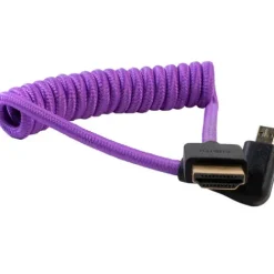 Kondor Blue Video Monitors & Accessories>Gerald Undone MK2 Coiled Left Angle Micro HDMI to Full HDMI for Sony/Fujifilm - 30cm to 30cm - Purple