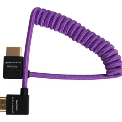 Kondor Blue Video Monitors & Accessories>Gerald Undone Right Angle Full HDMI Cable - 30-60cm - Coiled Purple