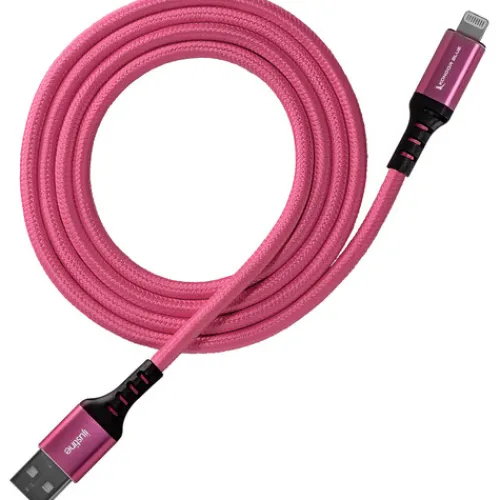 Kondor Blue Sync Cables & Caps>iJustine 1m Lightning to USB-A Charge & Sync Cable - Pink