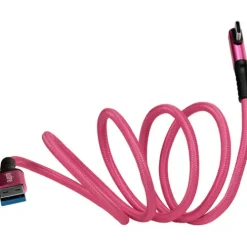 Kondor Blue Cables & Connectors>iJustine USB-A 3.2 Gen 1 Male to USB-C Male Right-Angle Cable - Pink