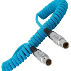 Kondor Blue Cables & Connectors>LEMO to LEMO 2 Pin 0B Male Coiled Power Cable for ARRI - Teradek - Blue