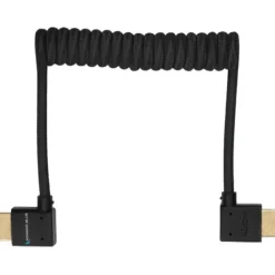 Kondor Blue Video Monitors & Accessories>Right Angle Full HDMI Cable For On-Camera Monitors Braided Coiled - 30-60cm - Black