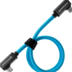 Kondor Blue Cables & Connectors>Straight USB C Right Angle Braided Cable - 60.9cm - Blue