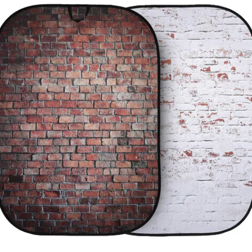 Manfrotto Mounting Hardware|Light Stands, Backgrounds & Mounting>LL LB5706 Collapsible Background - Red Brick/Distressed White Brick, 5 x 7'