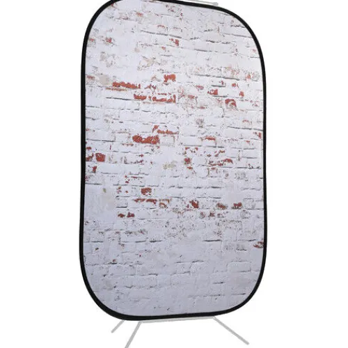 Manfrotto Mounting Hardware|Light Stands, Backgrounds & Mounting>LL LB5706 Collapsible Background - Red Brick/Distressed White Brick, 5 x 7'