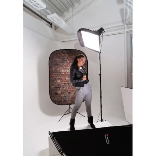 Manfrotto Mounting Hardware|Light Stands, Backgrounds & Mounting>LL LB5706 Collapsible Background - Red Brick/Distressed White Brick, 5 x 7'
