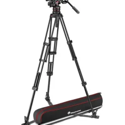 Manfrotto Video Tripods>MVK612TWINGA 612 Nitrotech Fluid Video Head and Aluminum Twin Leg Tripod with Ground Spreader