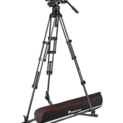 Manfrotto Tripods>MVK612TWINGC 612 Nitrotech Fluid Video Head and Carbon Fiber Twin Leg Tripod with Ground Spreader