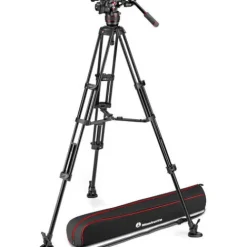 Manfrotto Tripods>MVK608TWINMA 608 Nitrotech Fluid Video Head and Aluminium Twin Leg Tripod with Middle Spreader