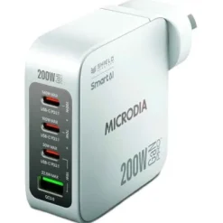 Microdia Ac Adapters>SMARTCube Nano 200W 4 Port GaN Wall Charger - White