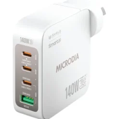 Microdia Ac Adapters>SMARTCube Nano 140W 4 Port GaN Wall Charger - White