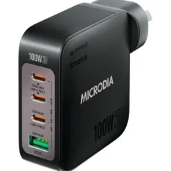 Microdia Ac Adapters>SMARTCube Nano 100W 4 Port GaN Wall Charger - Black