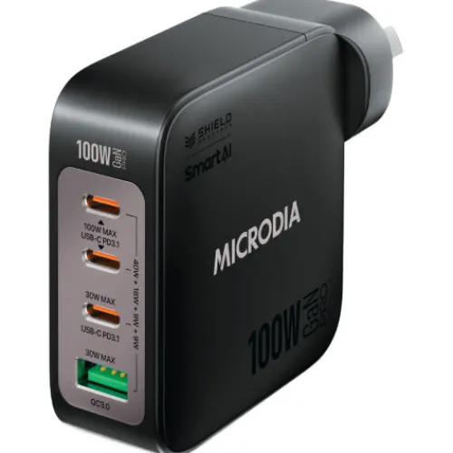 Microdia Ac Adapters>SMARTCube Nano 100W 4 Port GaN Wall Charger - Black