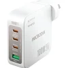 Microdia Ac Adapters>SMARTCube Nano 100W 4 Port GaN Wall Charger - White