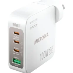 Microdia Ac Adapters>SMARTCube Nano 100W 4 Port GaN Wall Charger - White
