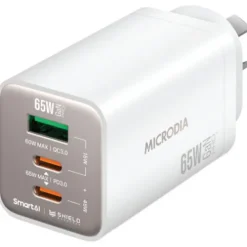 Microdia Ac Adapters>SMARTCube Nano 65W Tri Port GaN Wall Charger - White