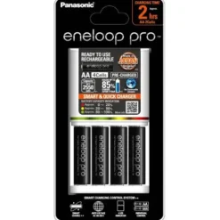 Panasonic Aa / Aaa Batteries & Chargers>Eneloop 4 Cell Quick Charger + 4 x Eneloop AA Pro Batteries - K-KJ55HCC4TA