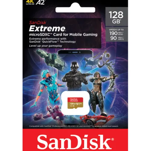Sandisk Microsd Memory Cards>Extreme 128GB microSDXC UHS-I 190MB/s Memory Card - V30