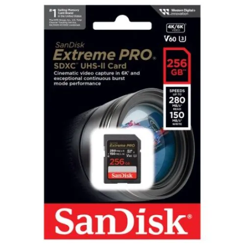 SanDisk Sd Memory Cards>Extreme Pro 256GB SDXC UHS-II 280MB/s Memory Card - V60