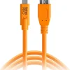 Tether Tools Cables & Connectors>TetherPro USB-C to USB-MicroB Right 4.6m - Orange