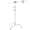 Xlite Light Stands, Backgrounds & Mounting>Turtle Base C Stand Silver with Arm & 2 Grip Heads