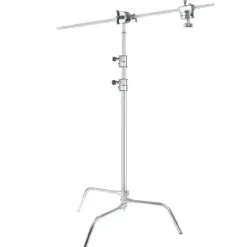 Xlite Light Stands, Backgrounds & Mounting>Turtle Base C Stand Silver with Arm & 2 Grip Heads